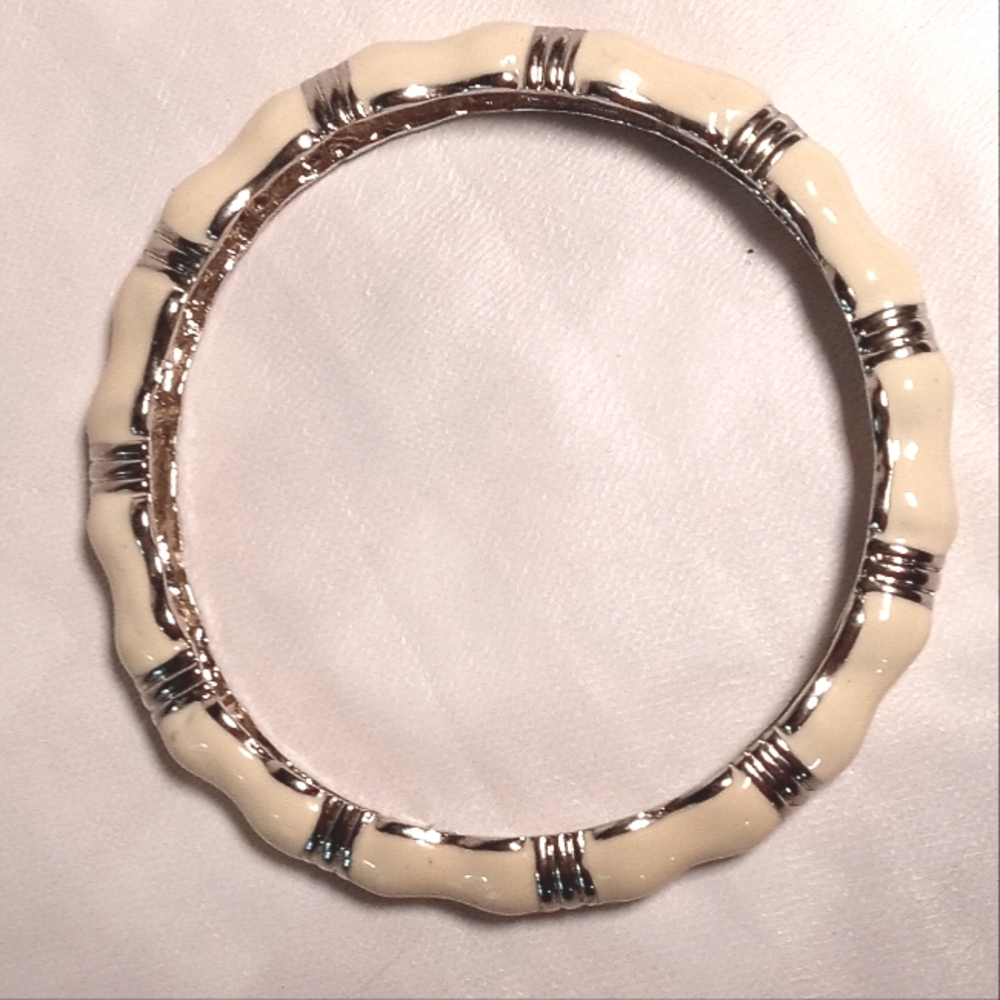 Enamel Bangle Silver-tone Bracelet 8"